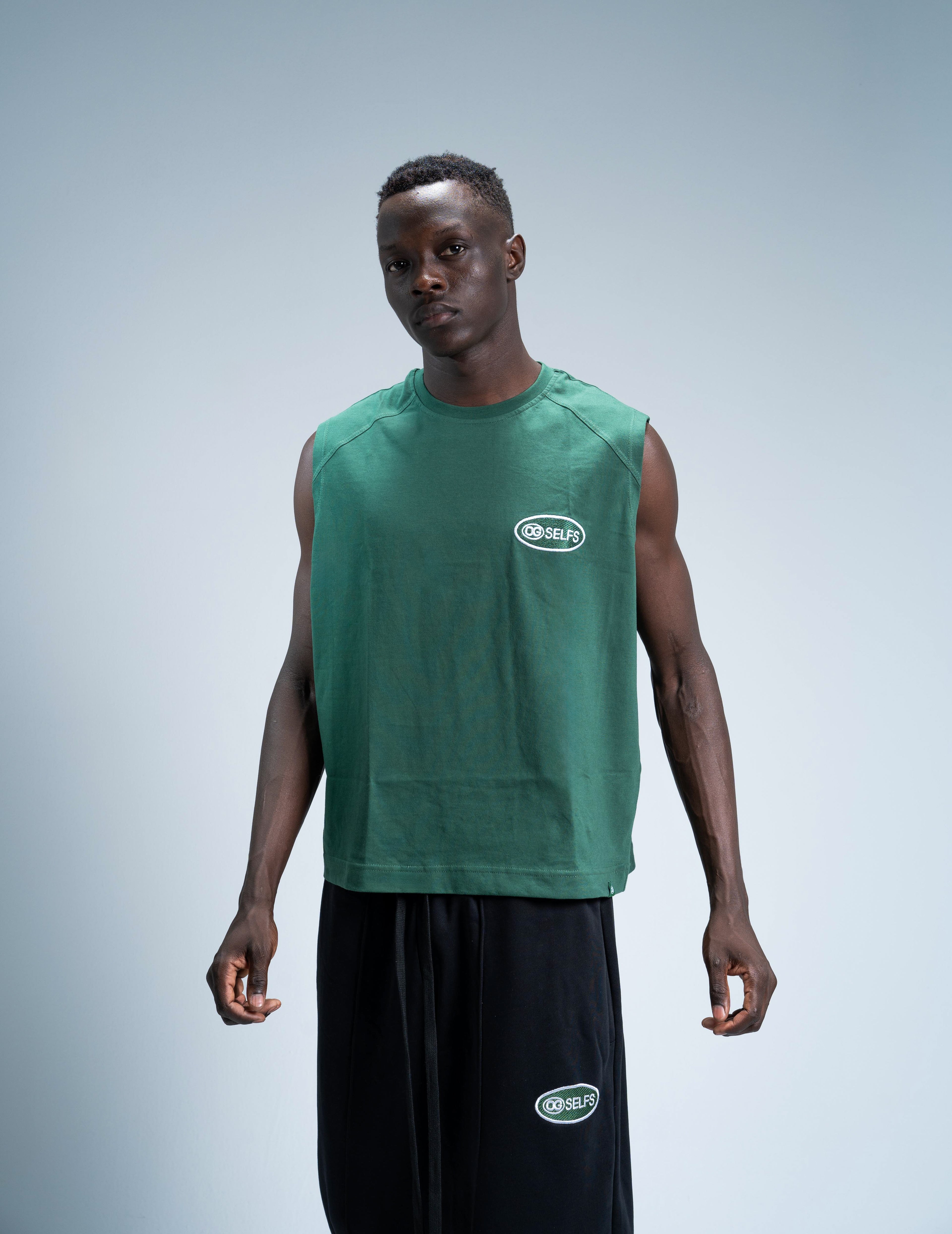 Sleeveless logo embroidered top