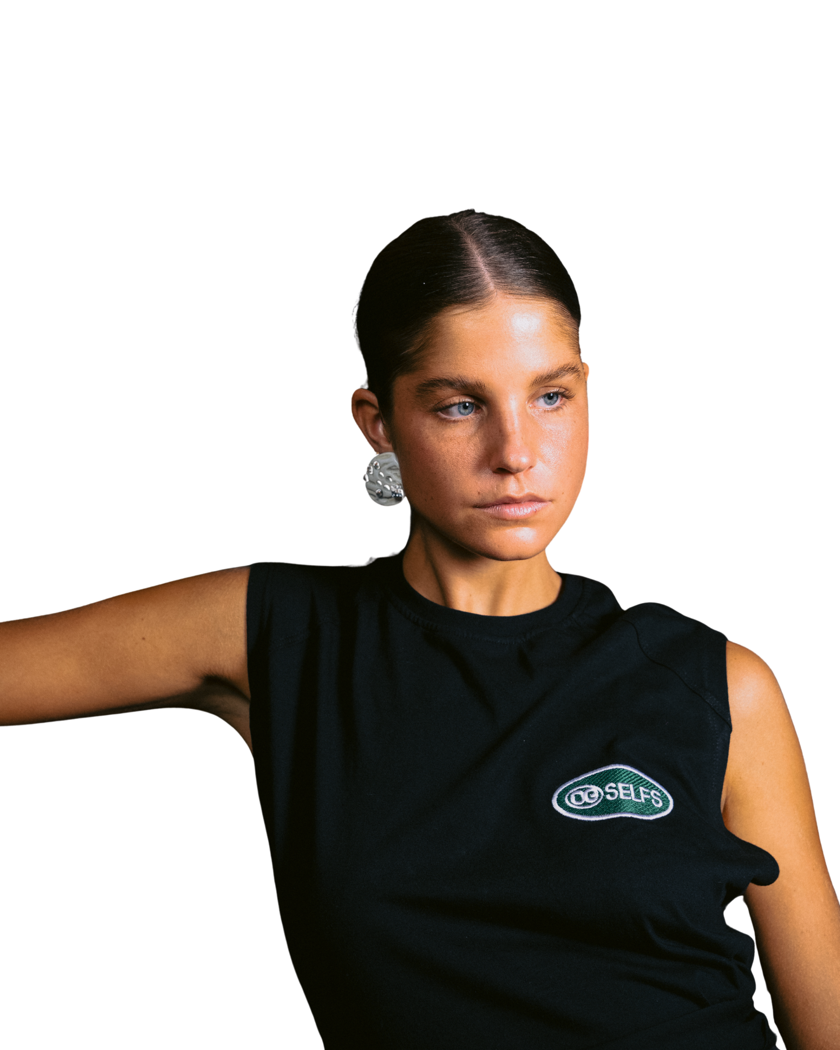 Sleeveless logo embroidered top