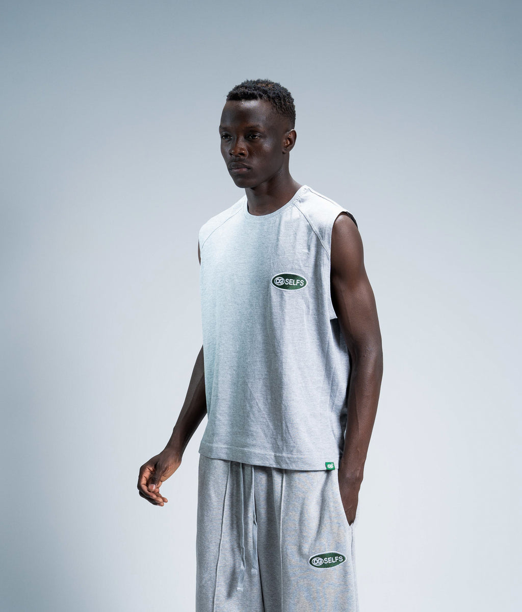 Sleeveless logo embroidered top