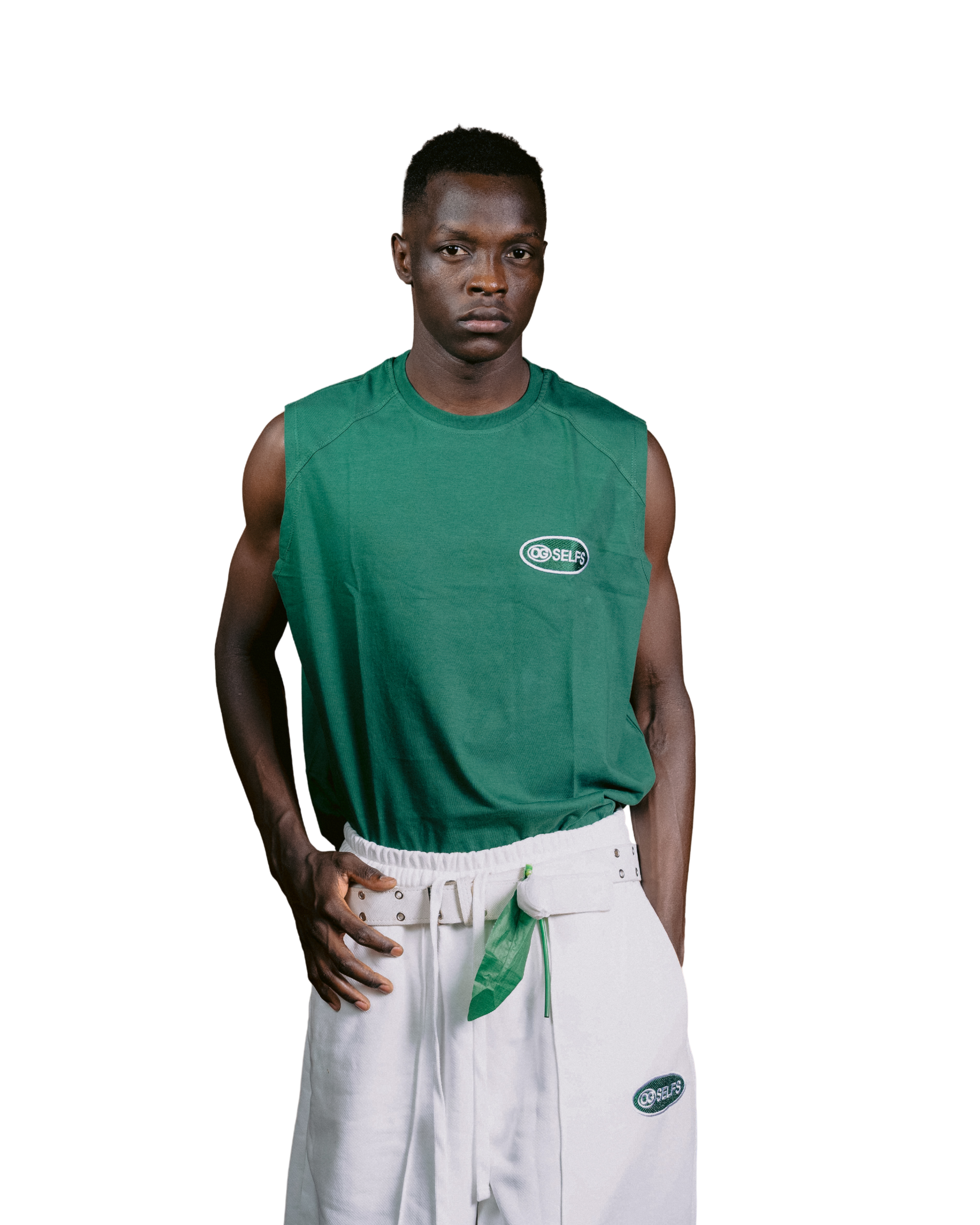 Sleeveless logo embroidered top