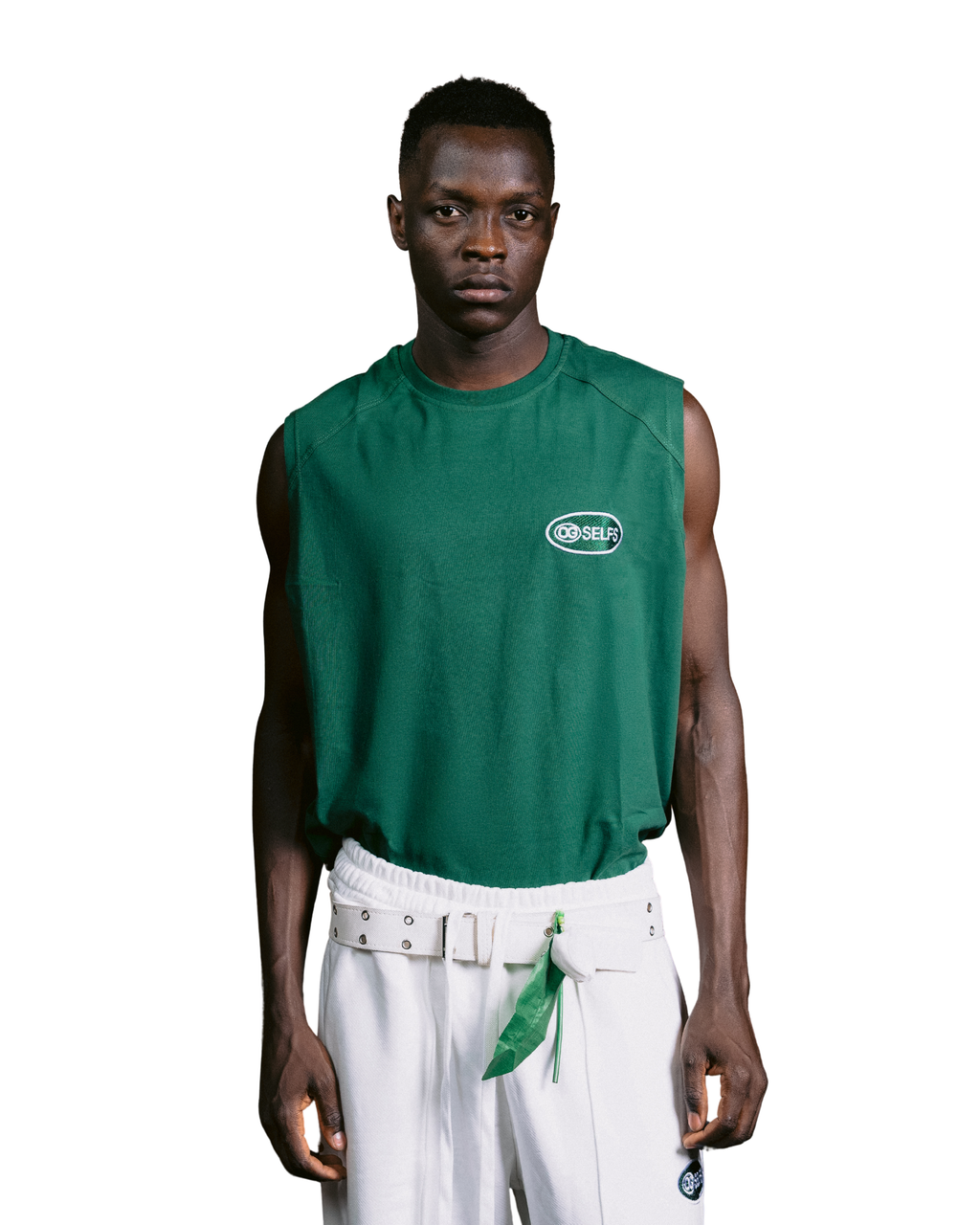Sleeveless logo embroidered top