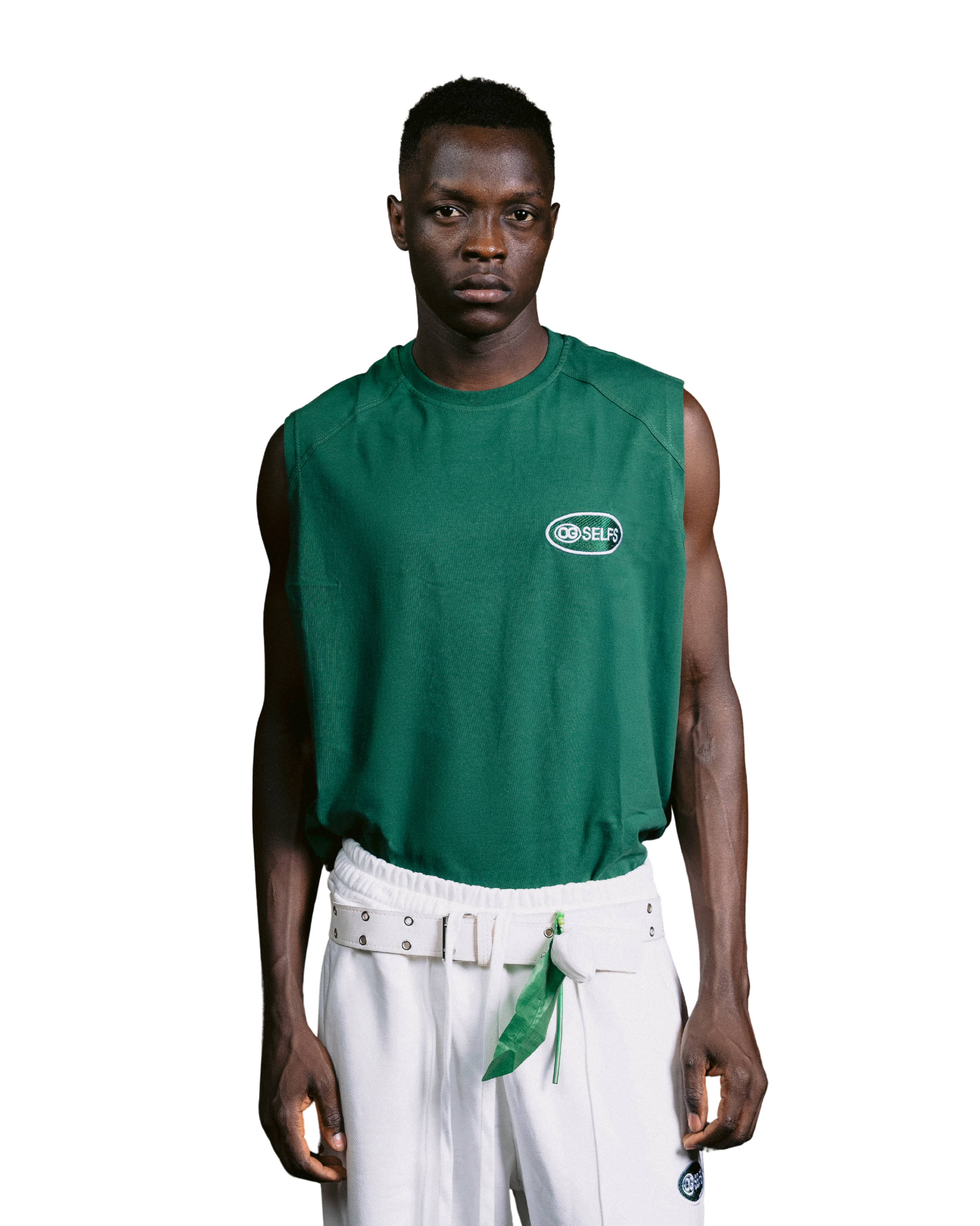 Sleeveless logo embroidered top