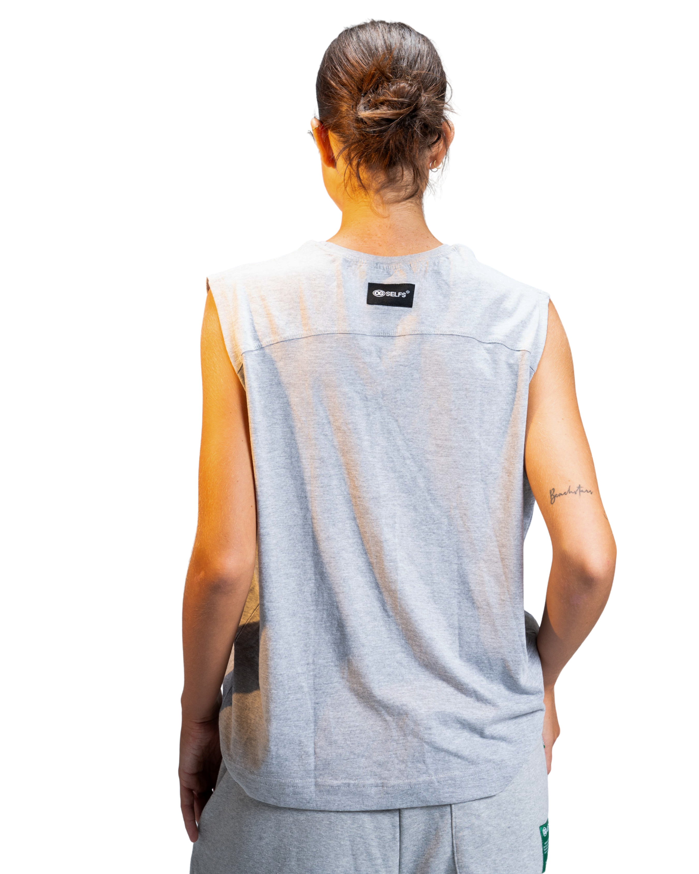 Sleeveless logo embroidered top