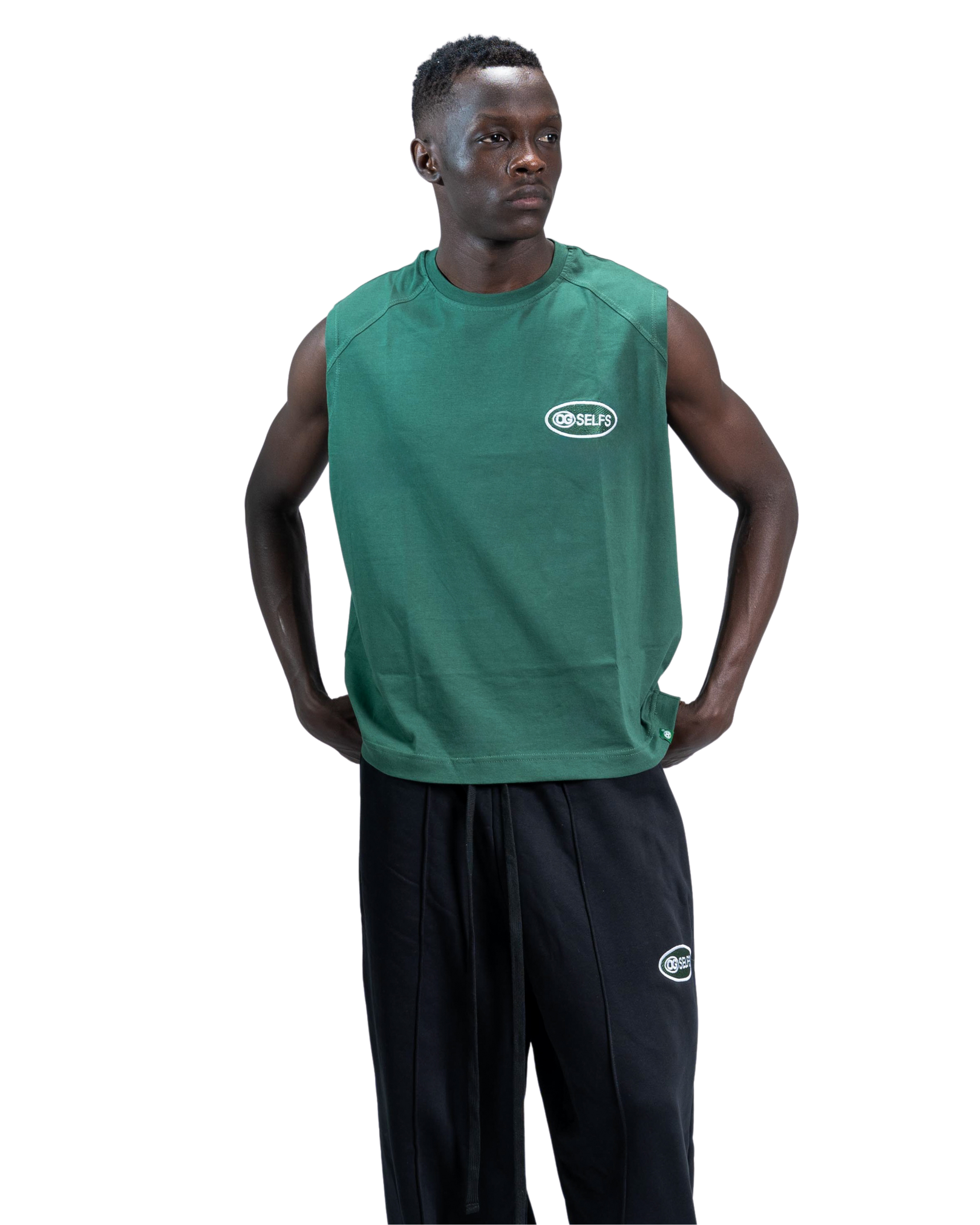 Sleeveless logo embroidered top