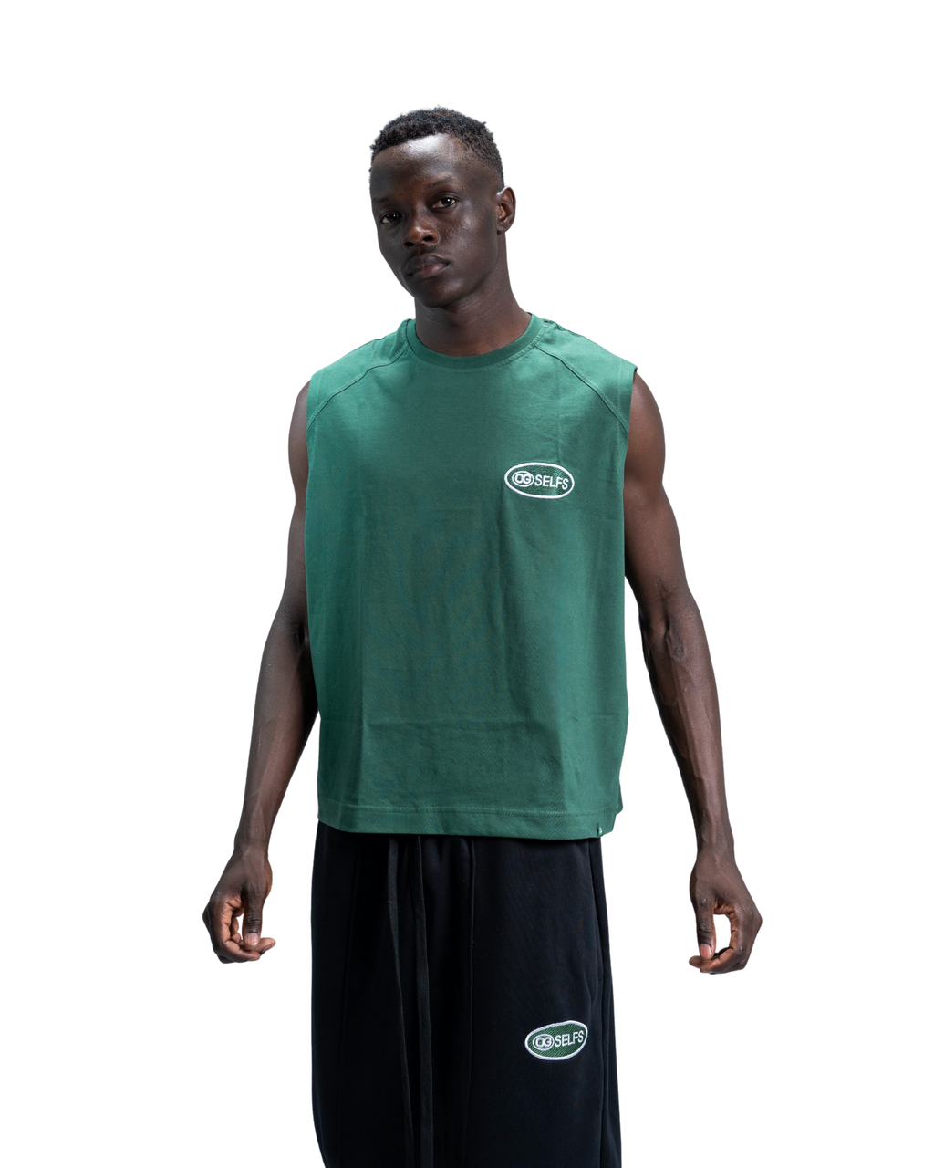 Sleeveless logo embroidered top