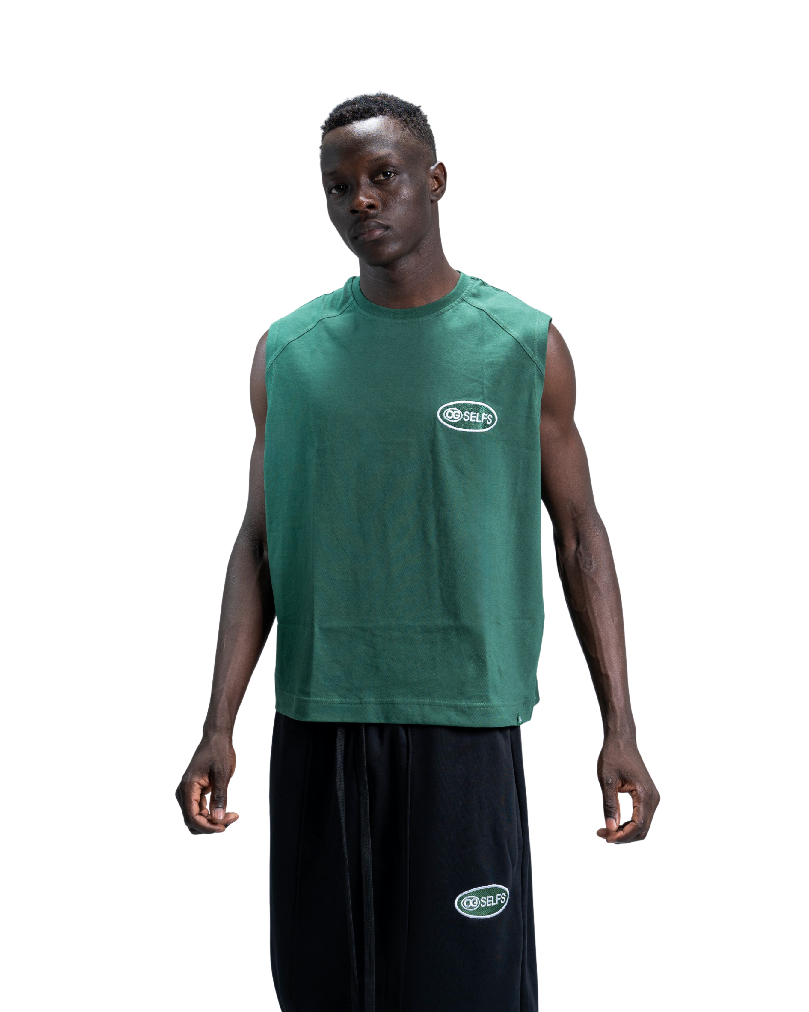 Sleeveless logo embroidered top