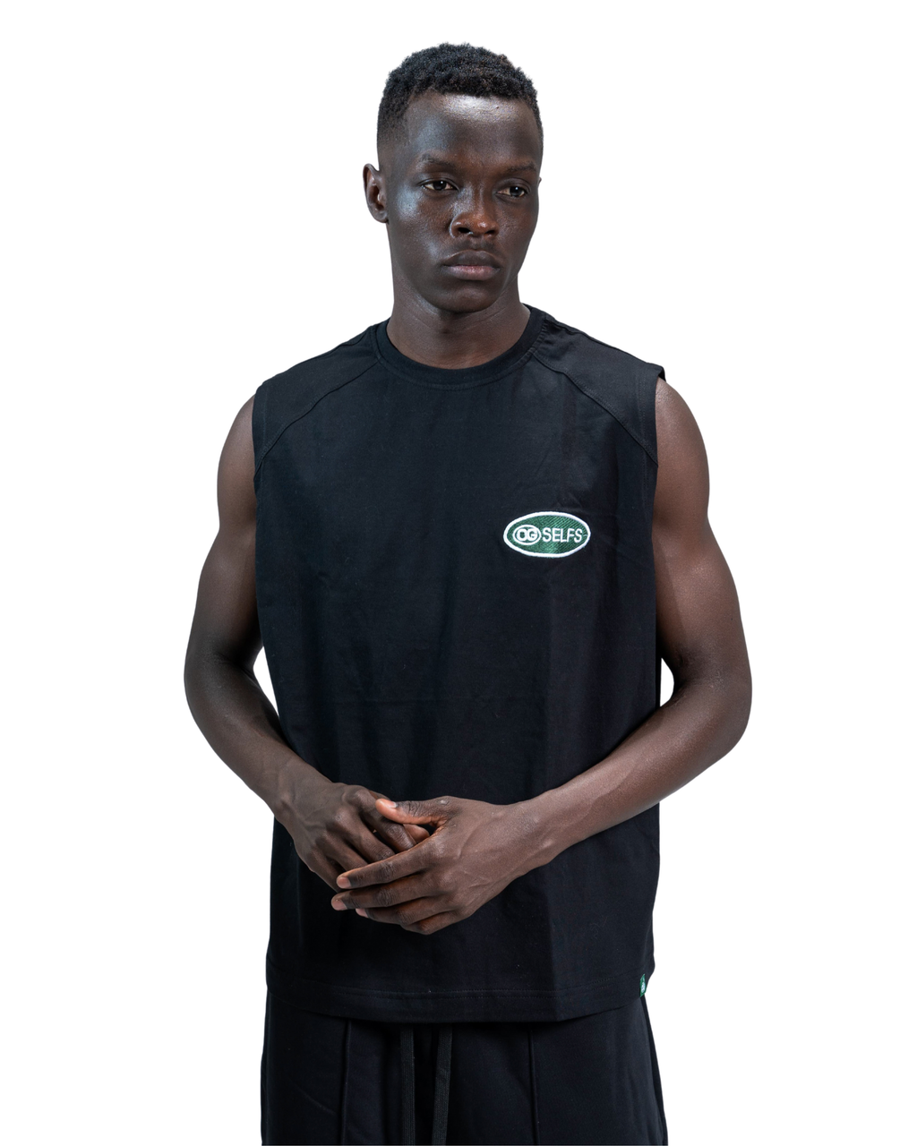 Sleeveless logo embroidered top