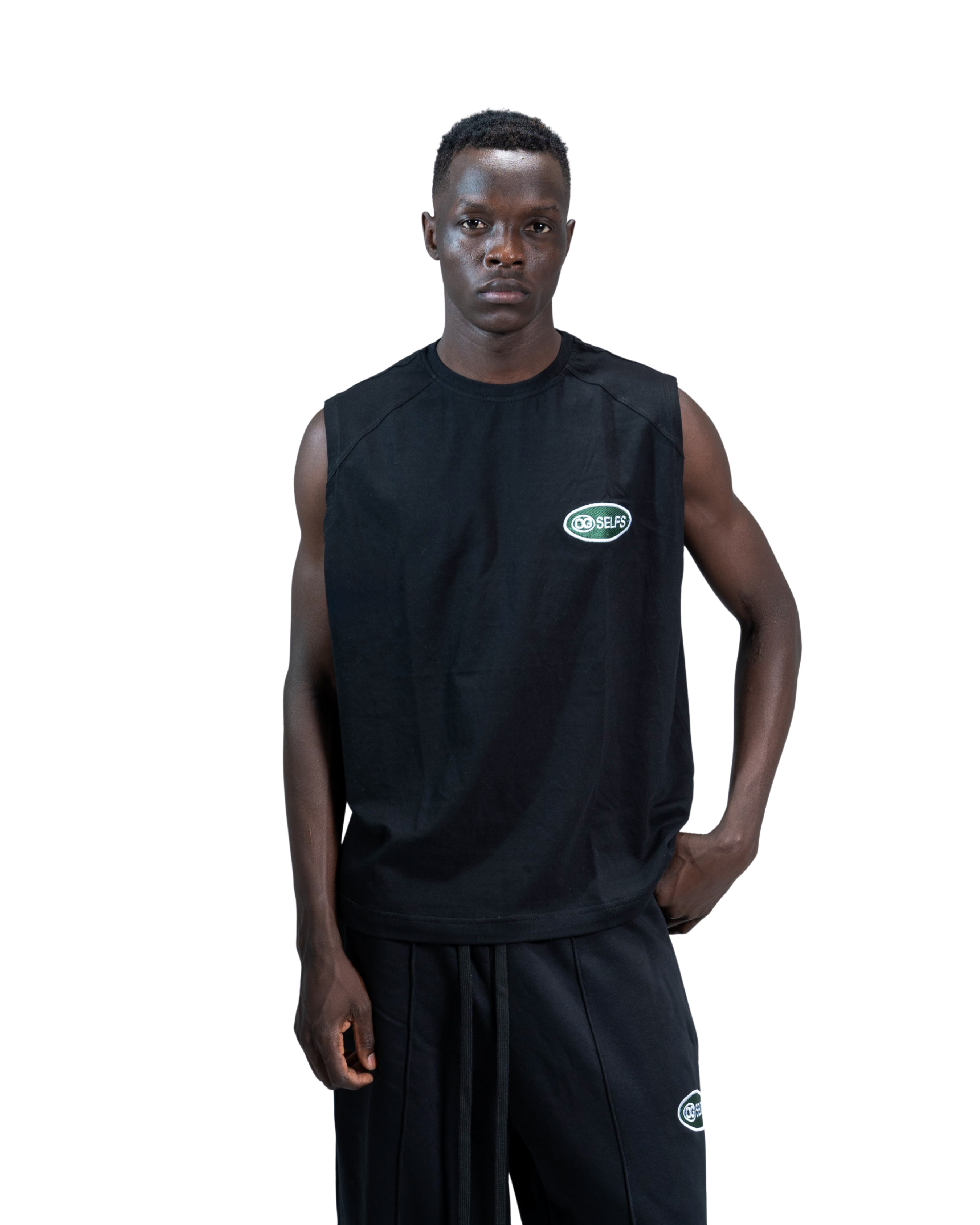 Sleeveless logo embroidered top